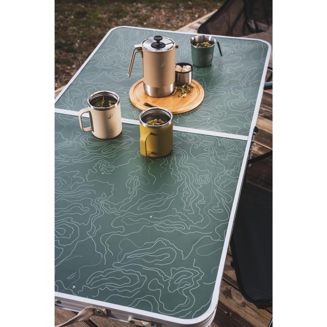 Cafetière portable 3 en 1 de camping, bouilloire et théière, 0.6L à 0,8L, inox.