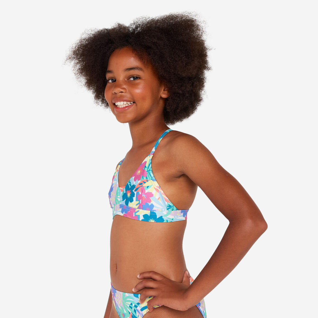 Haut de maillot de bain fleuri surf Fille - Lizy cobe