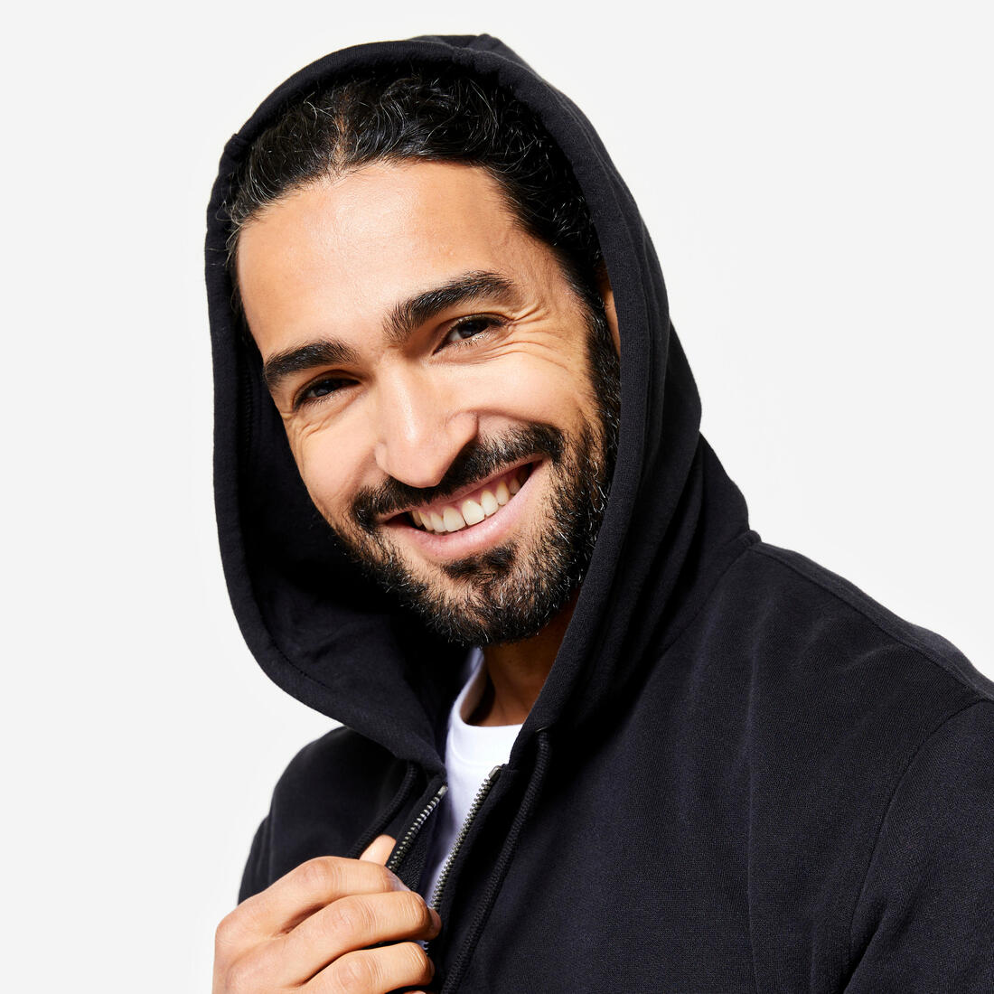 Sweat zippé à capuche de fitness en molleton homme