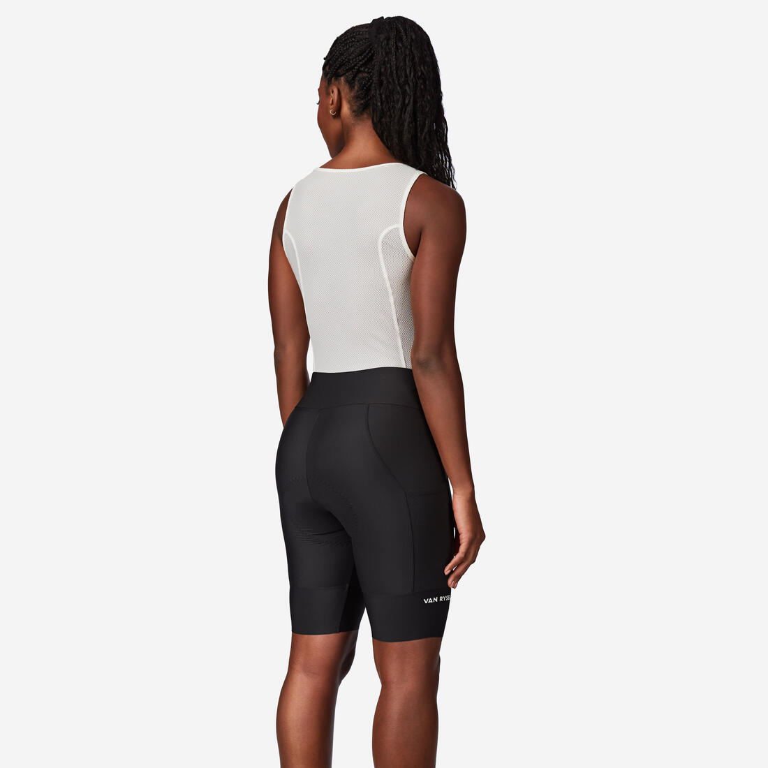 Cuissard court de vélo de route sans bretelles femme endurance, EDR noir