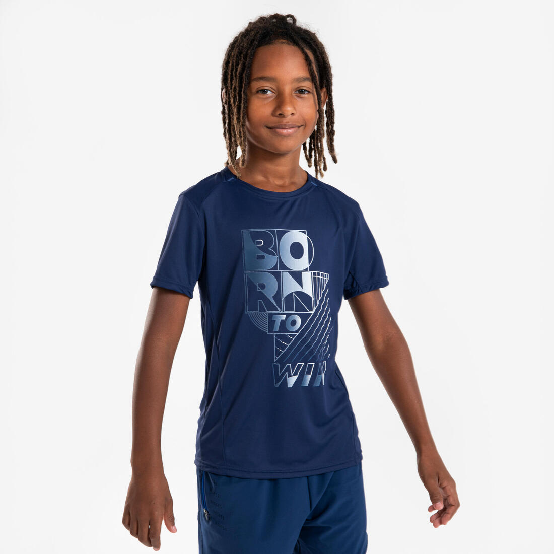 T-shirt de running respirant enfant - kiprun dry+ 500 marine