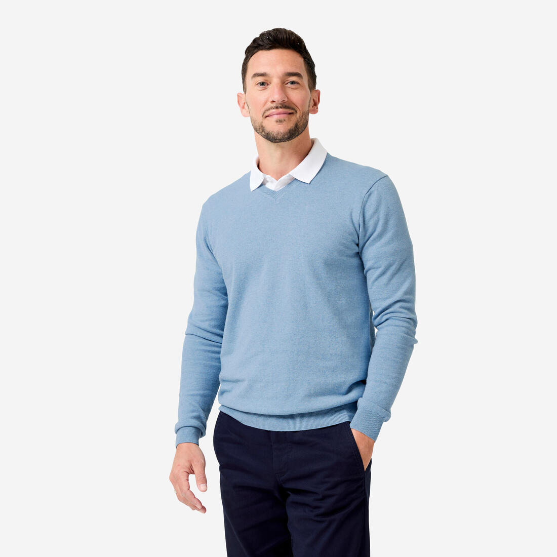 Pull de golf coton col V homme, MW100