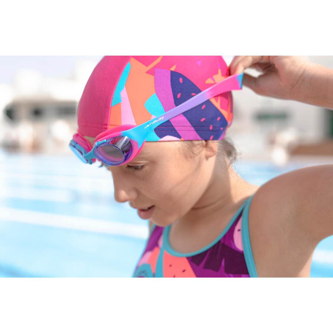 Lunettes de natation Junior - Xbase rose bleu teintées