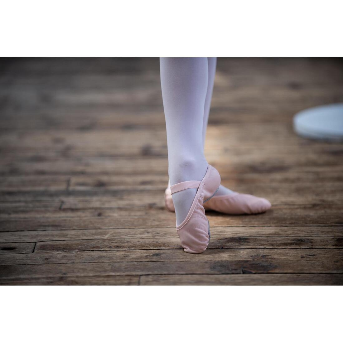 Demi-pointes danse classique cuir semelle entière rose sans lien tailles 25-40
