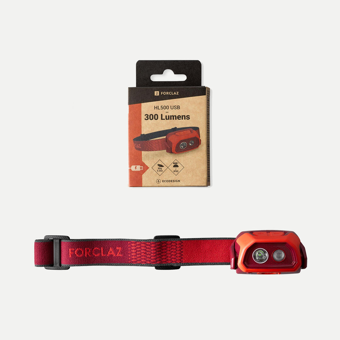 Lampe frontale rechargeable - 300 lumens - hl500 usb v3