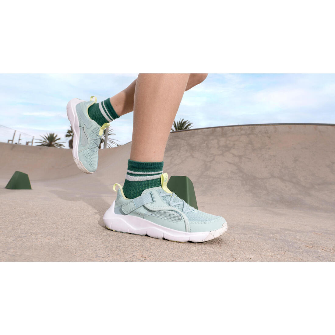 Chaussures de sport à scratch respirantes enfant, Playful Summer bleu et