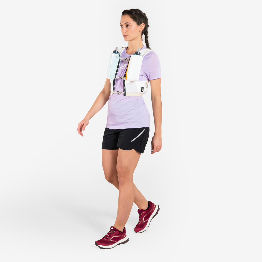 Short de trail running baggy femme noir