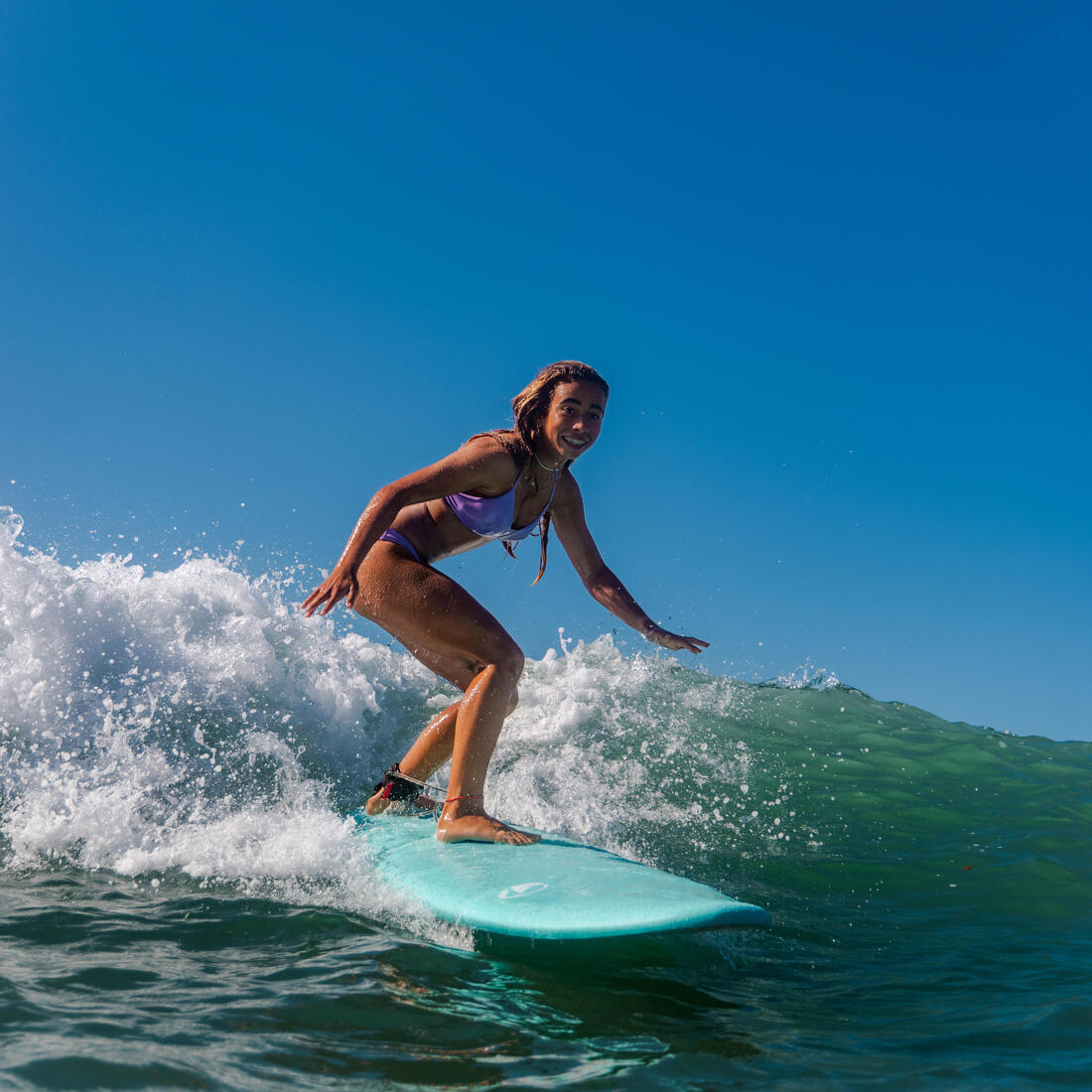 Haut de maillot de bain lurex surf dos croisé réglable fille, Lizy