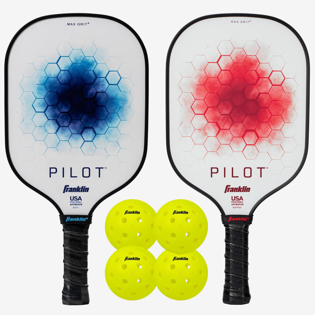Set Pickleball Franklin Pilot - 2 Raquettes Fibre Verre & 4 Balles X-40