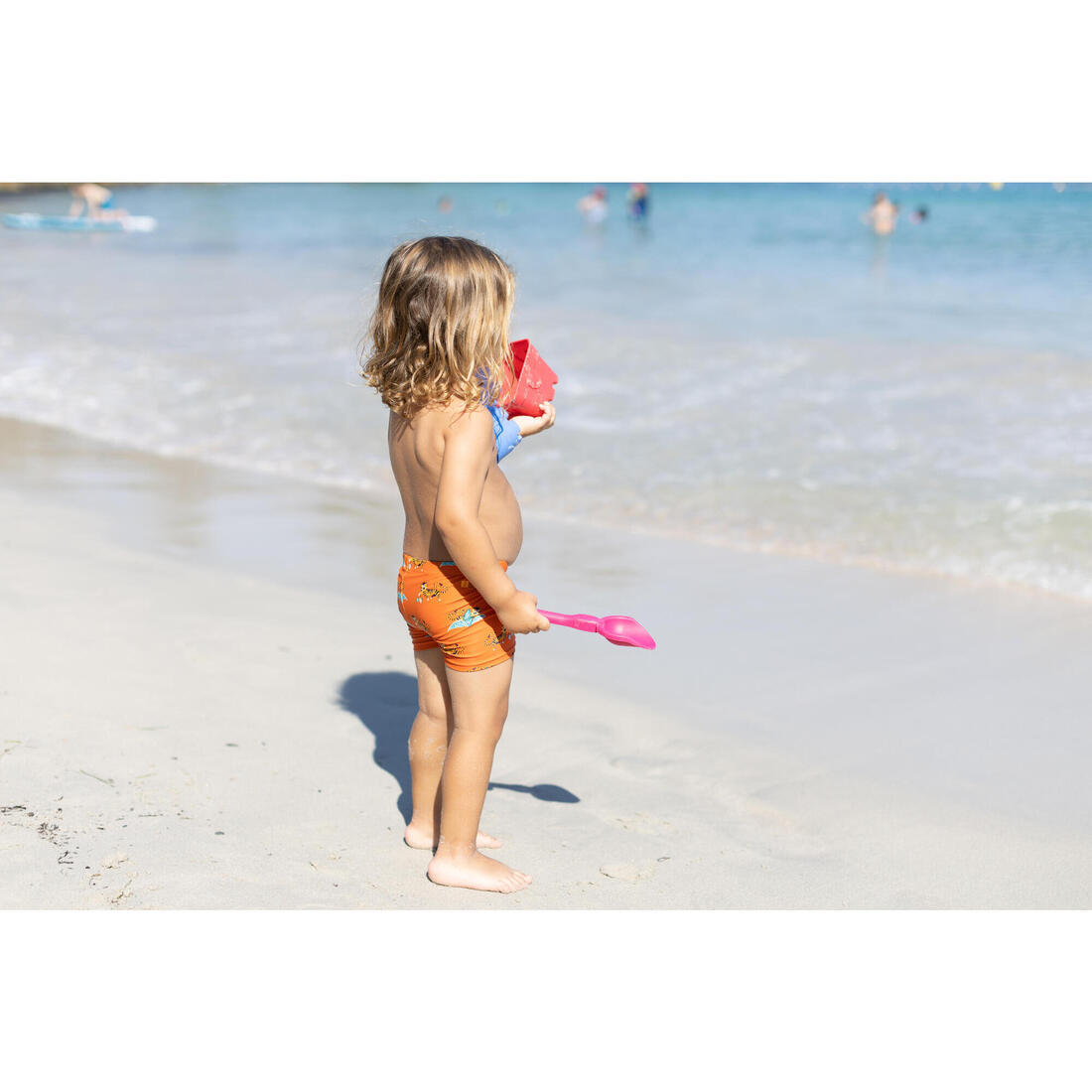 Boxer de bain bébé / enfant bleu imprimé crabes
