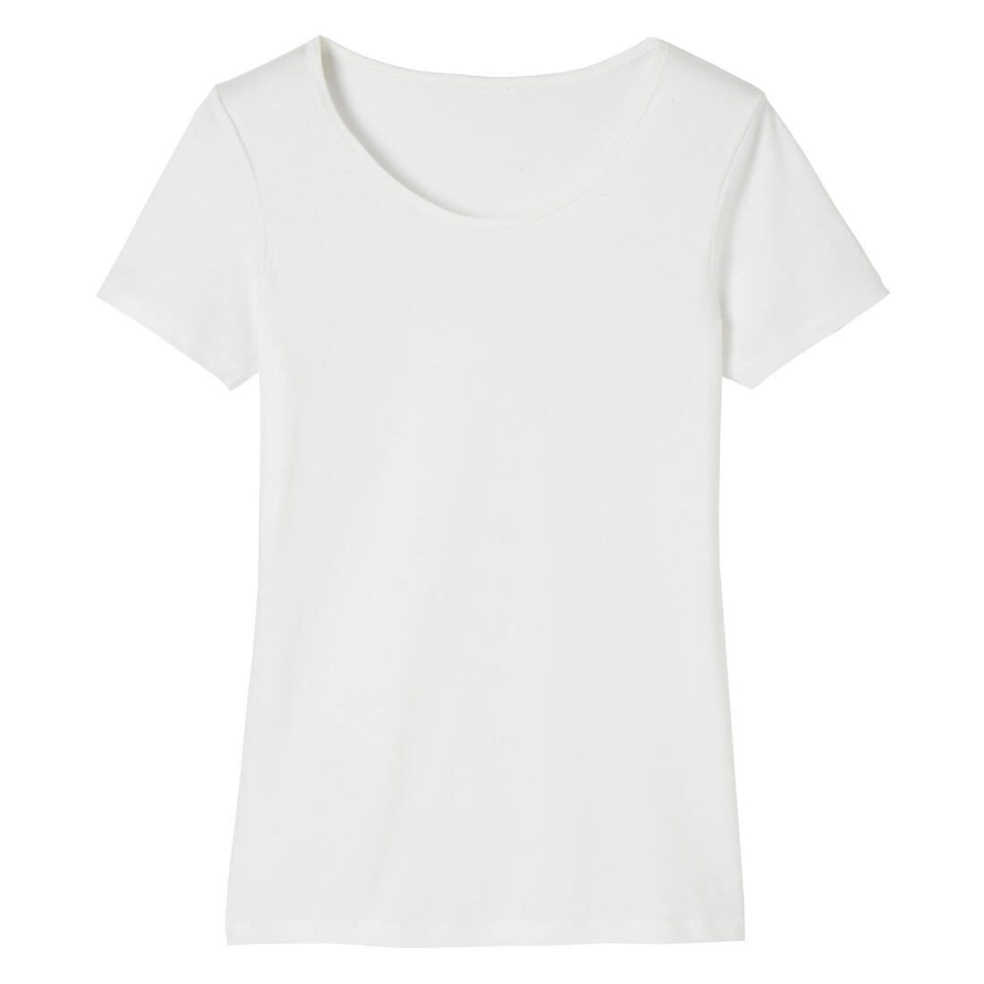 T-shirt fitness manches courtes droit coton col rond femme gris