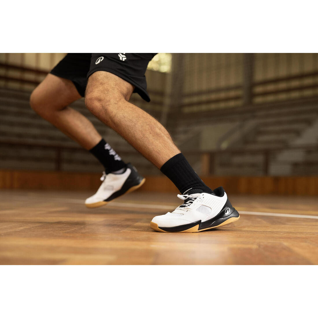 Chaussures de handball adulte, HB100 noir blanc