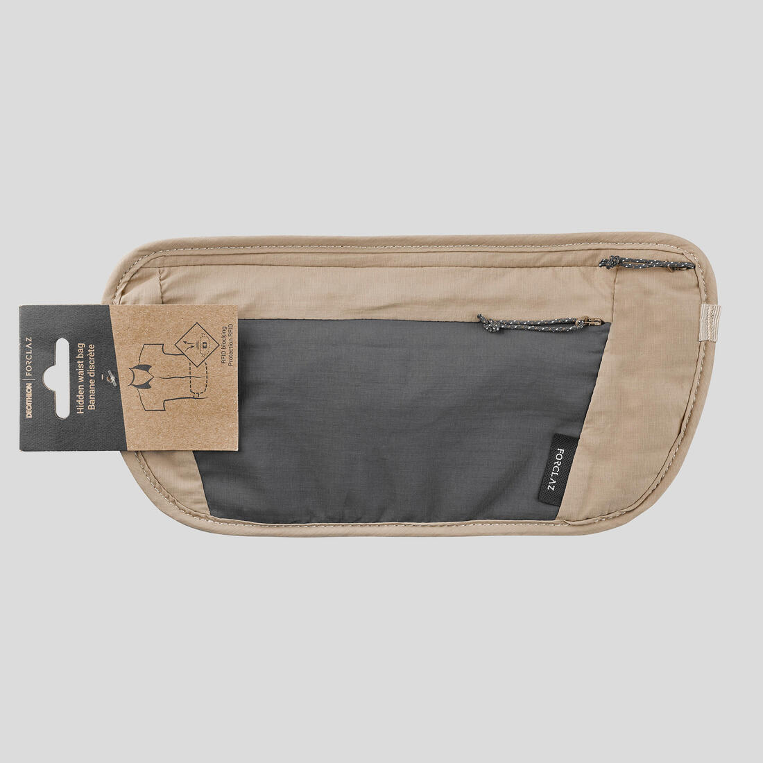 Sac banane discret de trekking voyage TRAVEL RFID beige