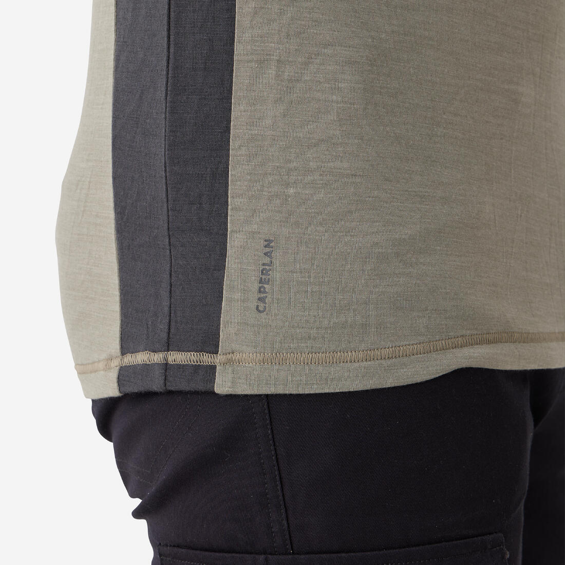 T-shirt manches longues laine mérinos respirant et zippé homme - 900 vert clair