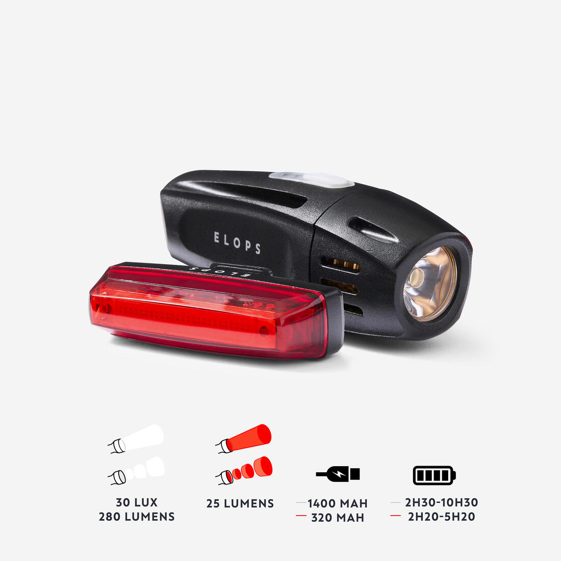 Kit éclairage vélo LED, ST 920 avant et arrière USB