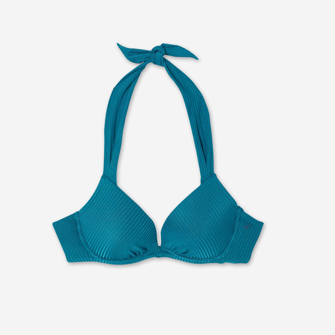 Haut de maillot de bain femme push up avec coques fixes elena uni jaune côtelé