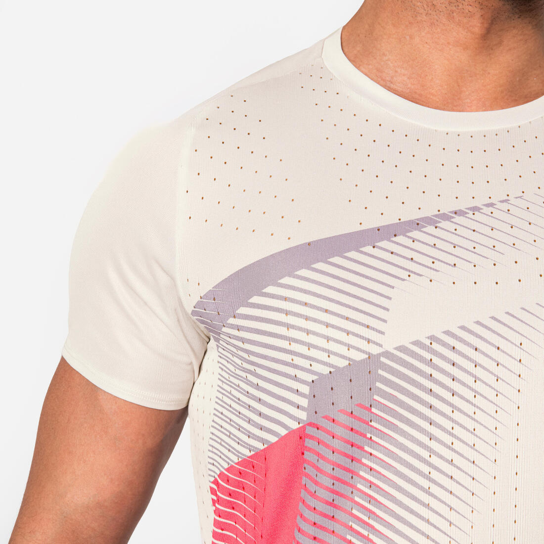 T-shirt de running Homme, Kiprun PROTEAM beige rose