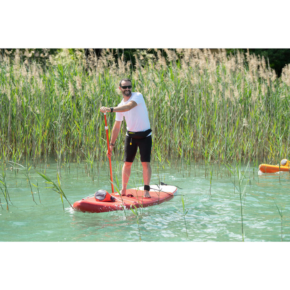 PAGAIE DE STAND UP PADDLE 100 REGLABLE 170-220 CM ORANGE 2 PARTIES