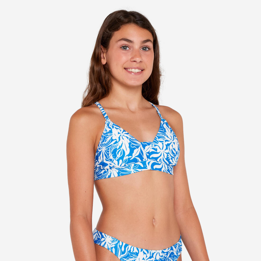 Haut de maillot de bain fleuri surf Fille - Lizy cobe