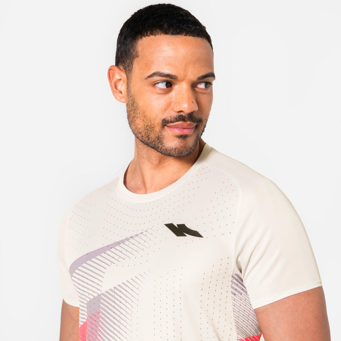 T-shirt de running Homme, Kiprun PROTEAM beige rose