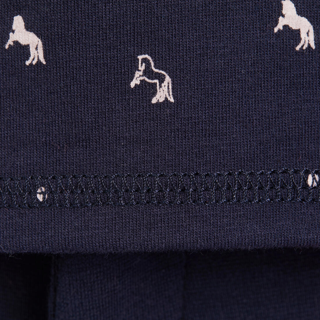 Polo manches courtes équitation fille 140 PONY bleu pétrole motifs turquoise