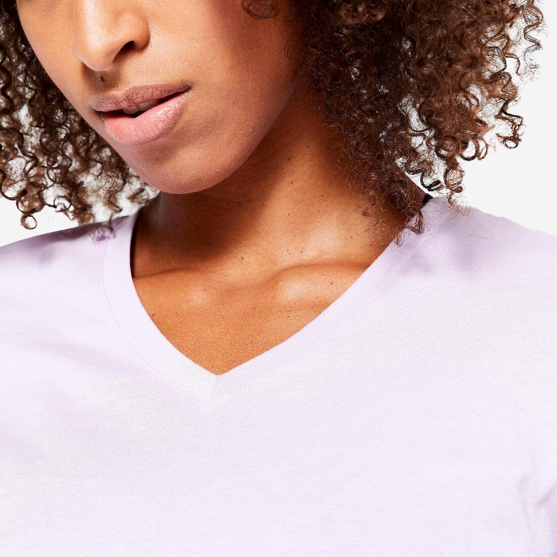 T-shirt col V fitness en coton femme