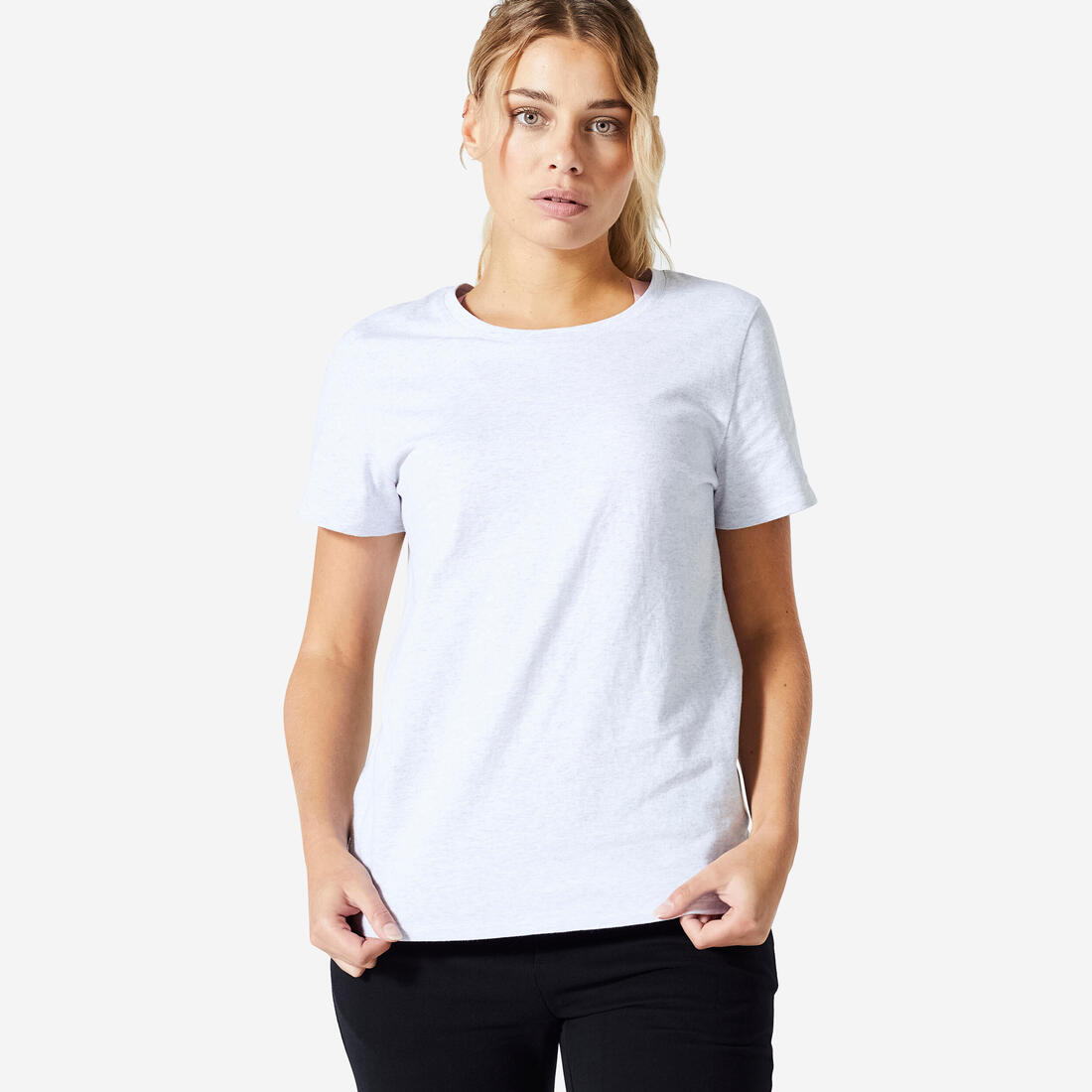 Tee-shirt en coton col rond femme