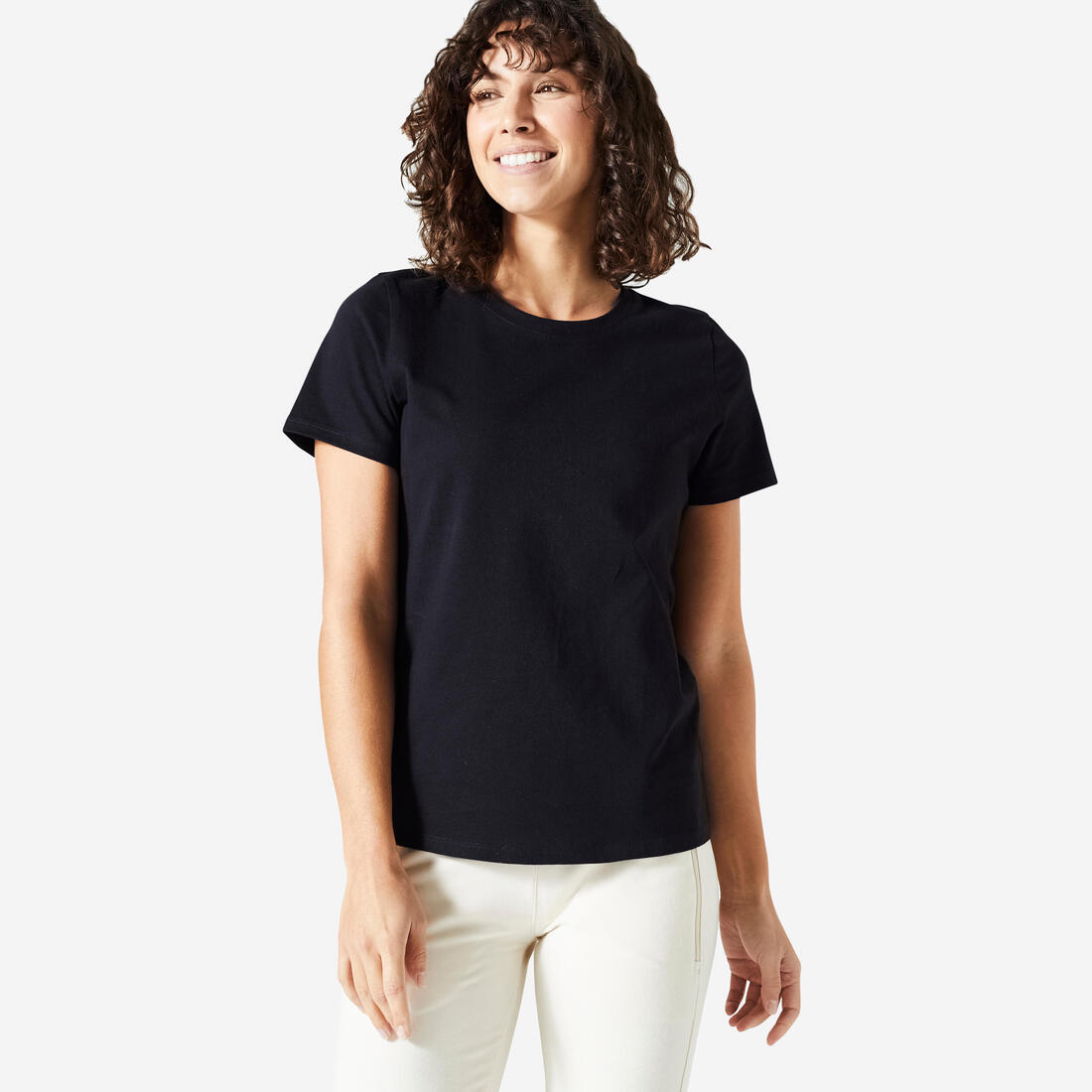 Tee-shirt en coton col rond femme