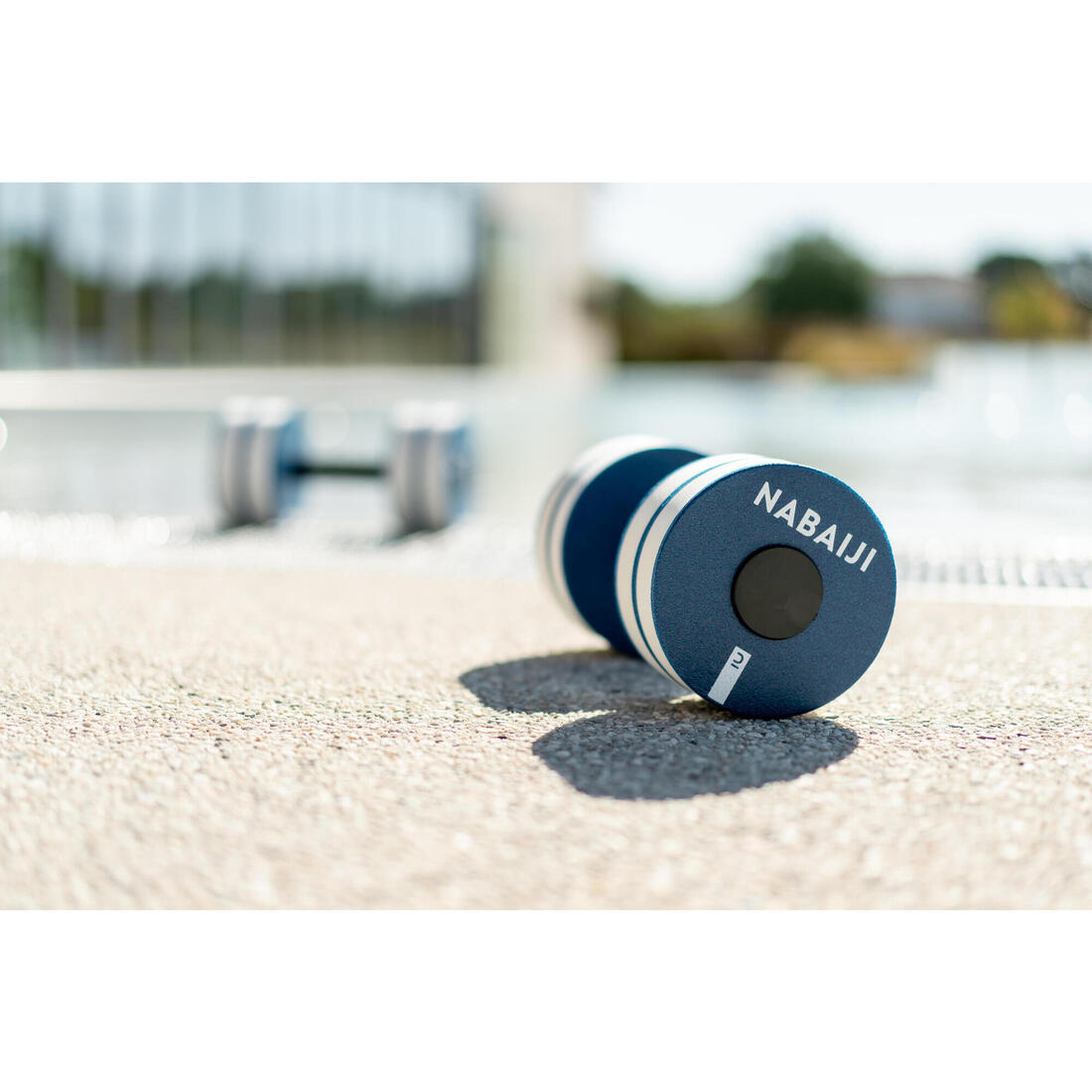 Paire d'haltères aquatiques mousse Aquagym bleu blanc
