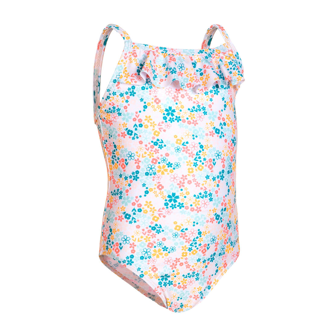 Maillot de bain 1 pièce avec volants Bébé / Fille - blanc rose imprimés fleurs
