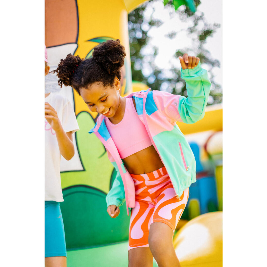 Cycliste multisport coton fille, imprimé rose