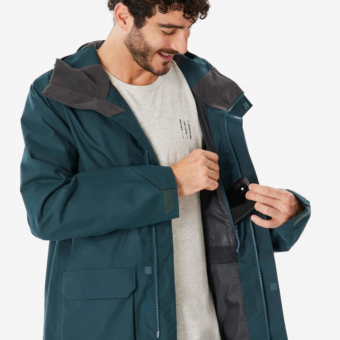 Veste de randonnée imperméable homme, NH500 Longue