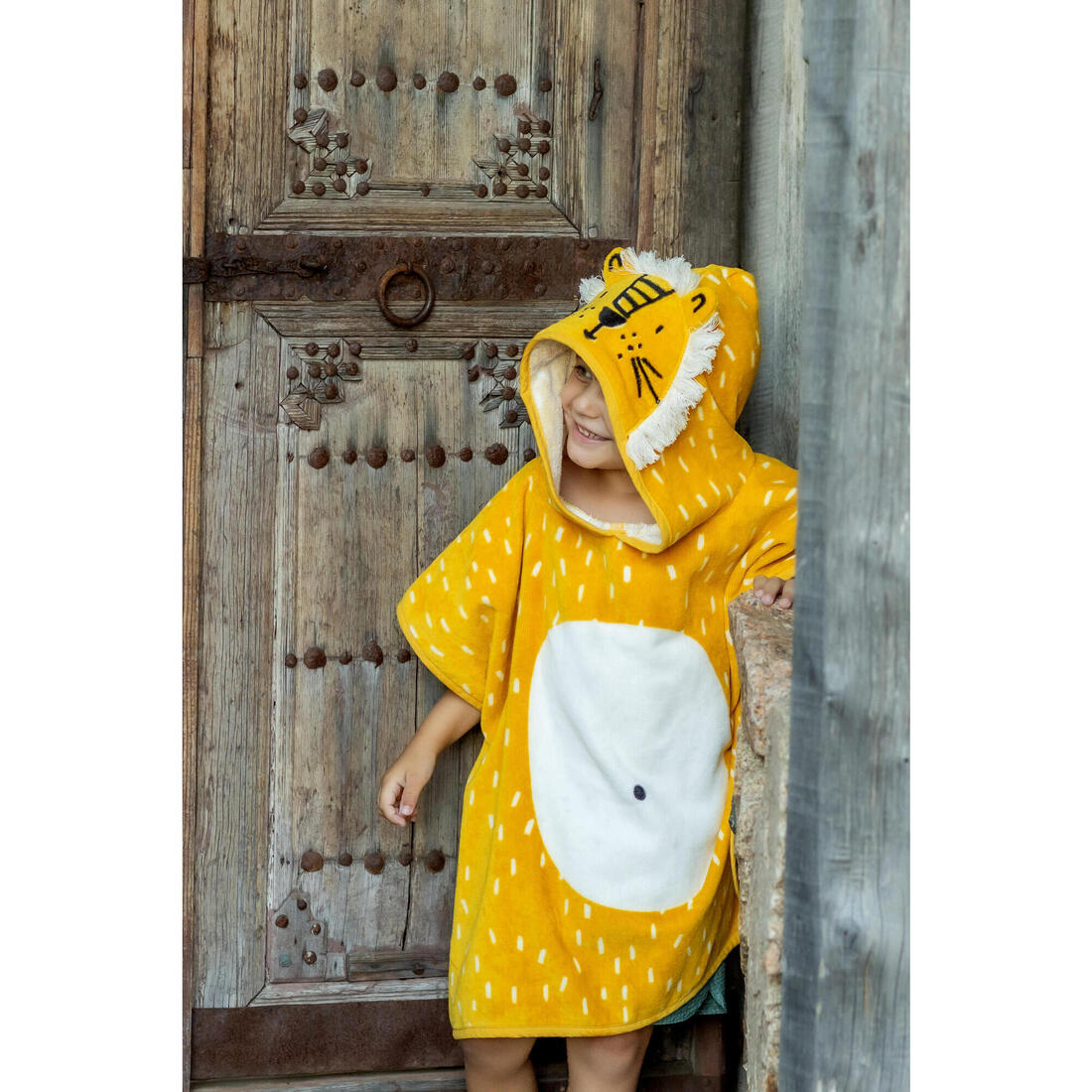 Poncho de bain coton bébé - lion