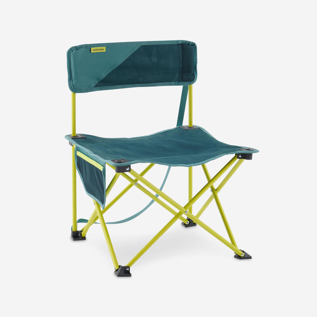 Chaise basse compacte de camping 100 bleue