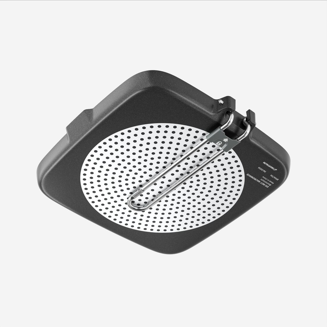 Poêle grill 900 anti-adhésif de camping avec poignée repliable, 25cm x 25cm