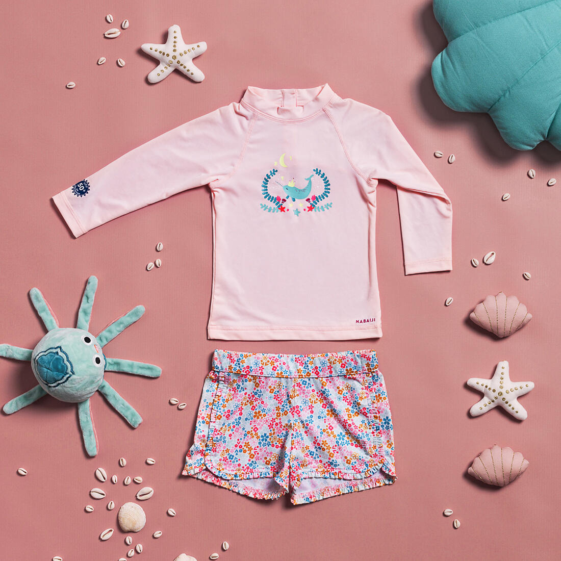 T-shirt anti uv bébé manches longues imprimé savane