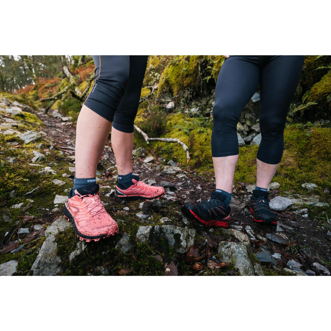 LEGGING DE TRAIL RUNNING 3/4 FEMME EMBOSS NOIR BRONZE