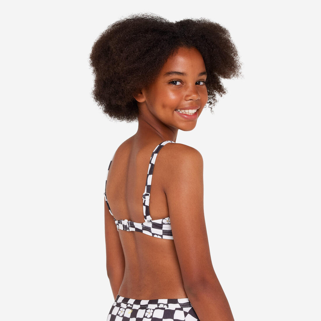 Haut de maillot de bain brassière fleuri réglable Fille - 500 Nora