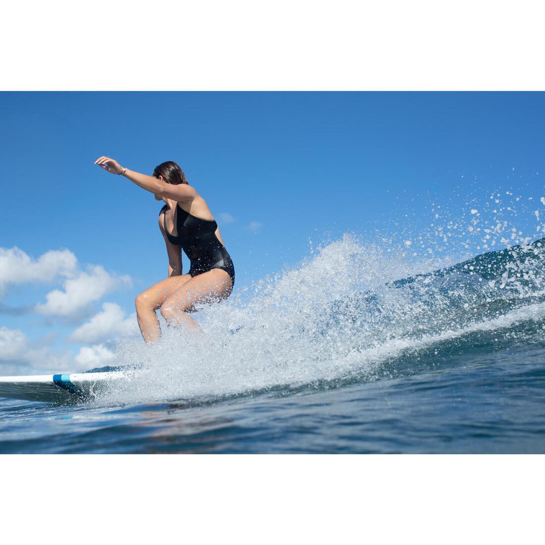 MAILLOT DE BAIN DE SURF 1 PIÈCE FEMME AVEC DOUBLE RÉGLAGE DOS BEA NOIR