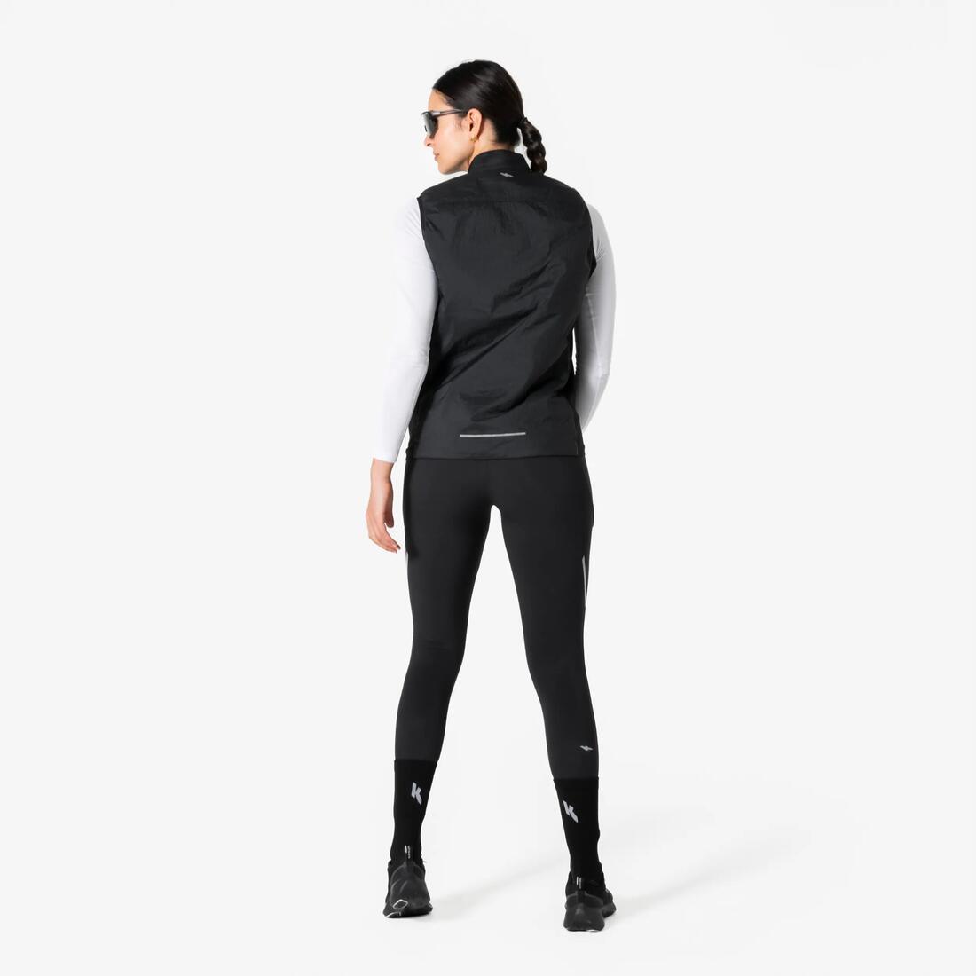 Veste sans manches chaude de running Femme, KIPRUN SM 500 Run warm noire