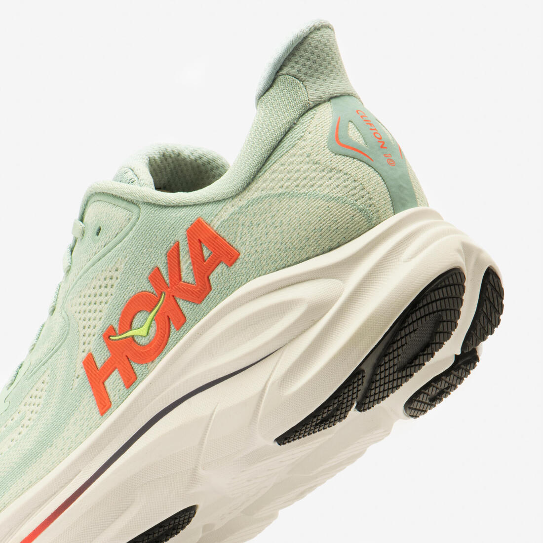 Chaussures de running homme, Hoka Clifton 10 vert et rouge