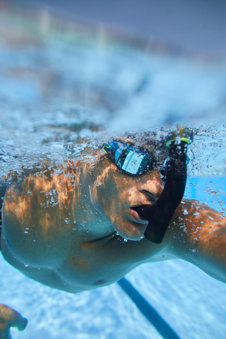 Lunettes De Natation SPIRIT - Verres Miroirs - Grande Taille - Noir Beige Blanc