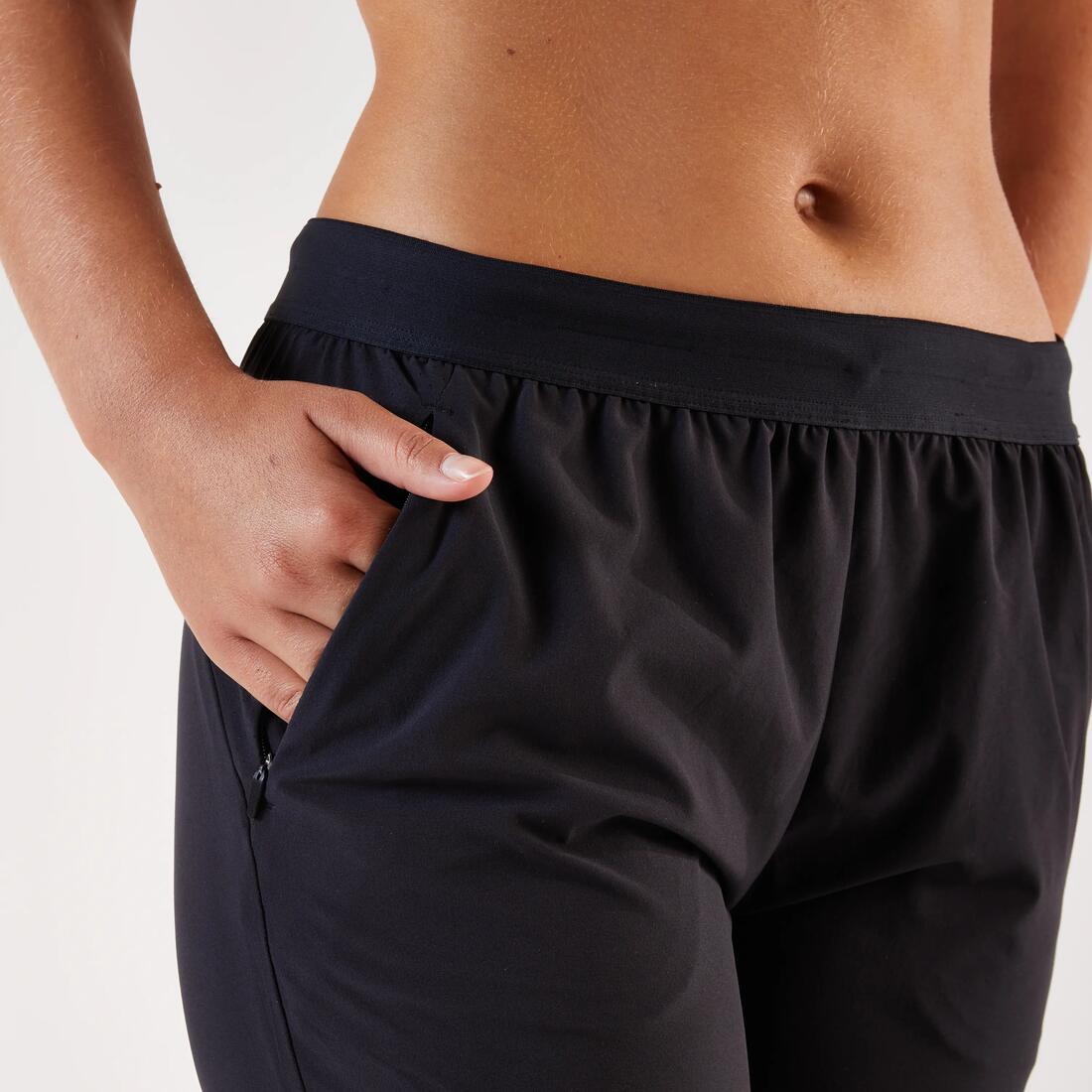 PANTALON RUNNING FEMME COUPE FITTEE - KIPRUN LIGHT NOIR