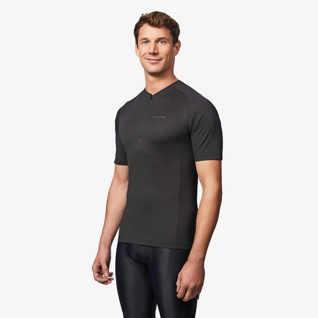Maillot velo route manches courtes ete homme - essentiel noir