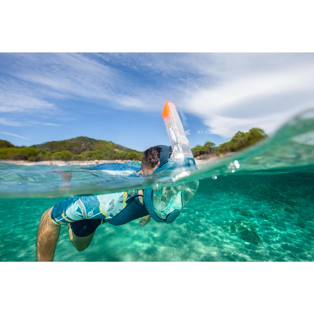 Masque snorkeling surface easybreath + avec valve acoustique > 10 ans - jungl