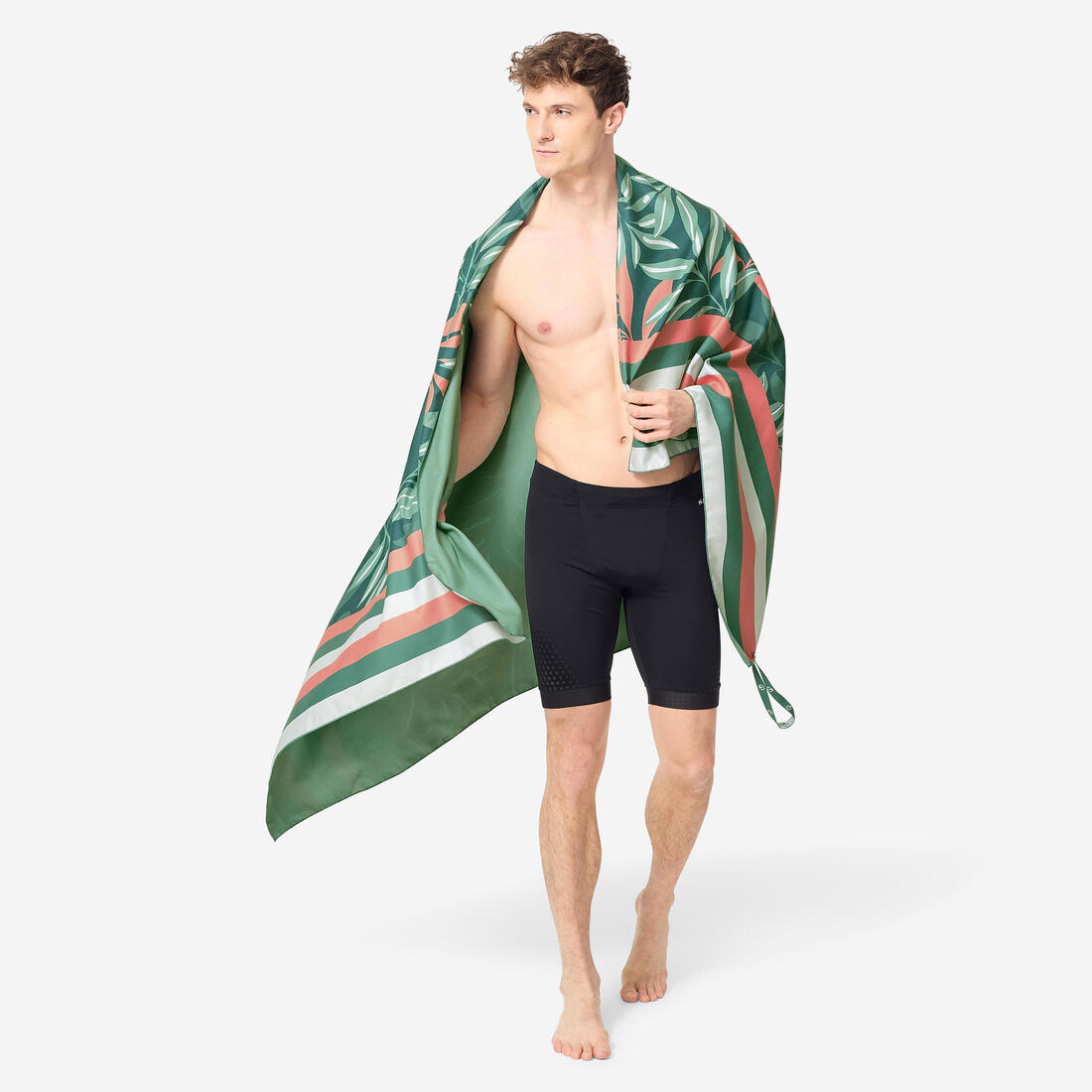 Serviette de bain microfibre compacte XL 110 x 175 cm, imprimé feuillage