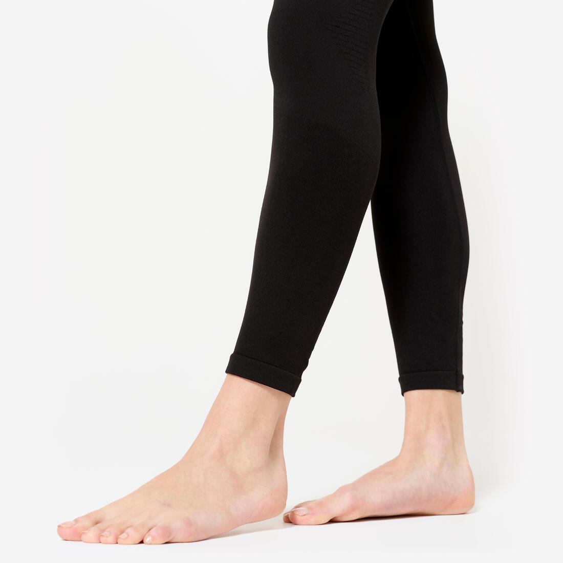 Legging long yoga effet seconde peau taille haute, noir graphite