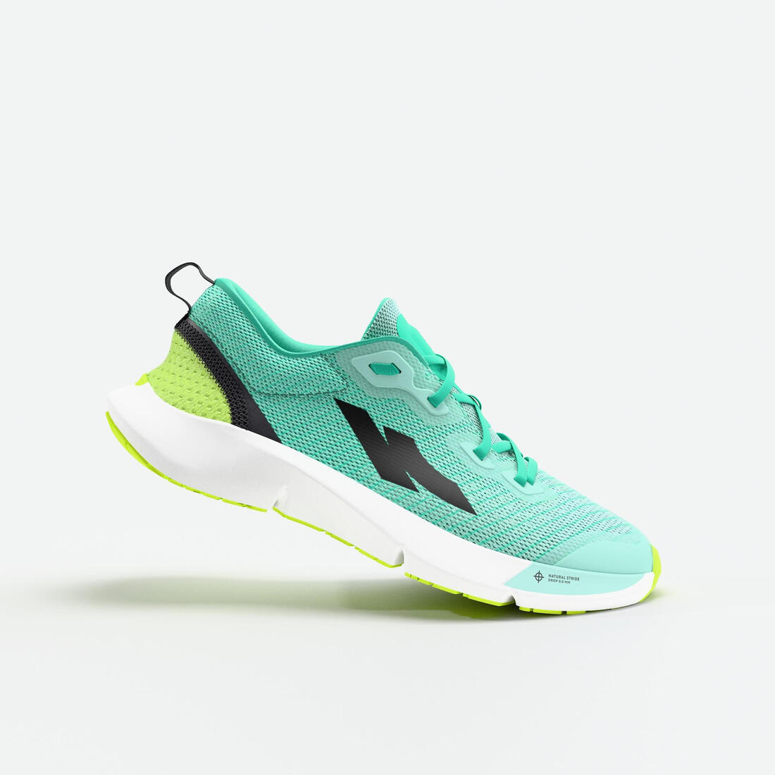 Chaussures de running drop 0 Enfant - KIPRUN KN500 vertes jaunes noires