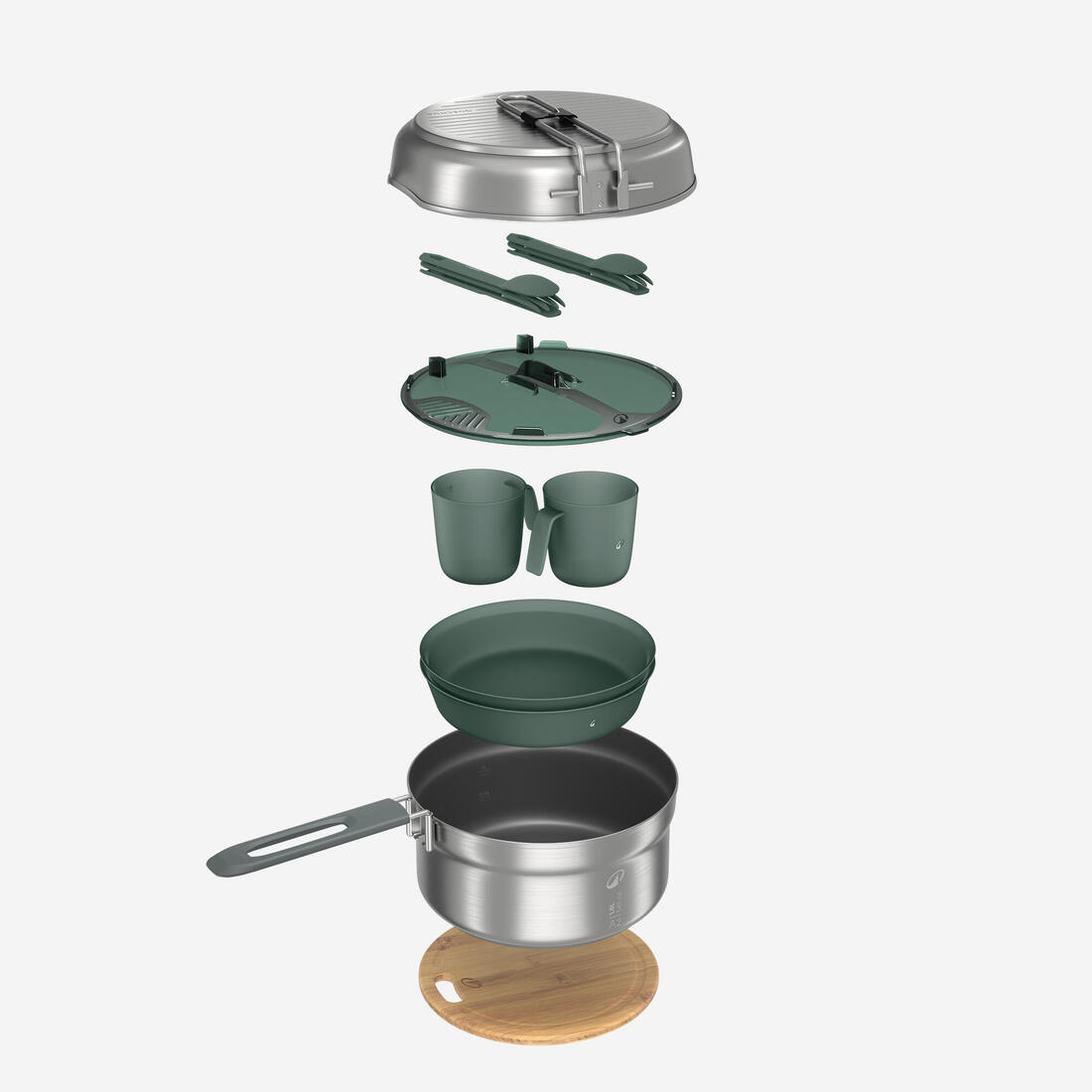 Popote camp du randonneur 500 inox + revêtement anti-adhésif 2 personnes 2,1l