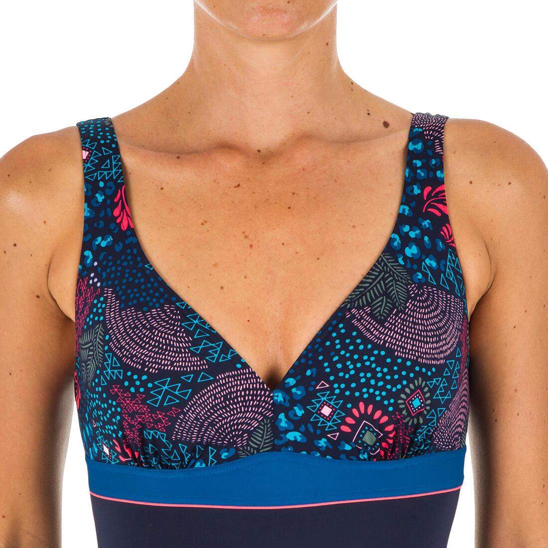Maillot de Bain Gainant Natation Femme 1 Pièce Kaipearl Triki Bloom Navy